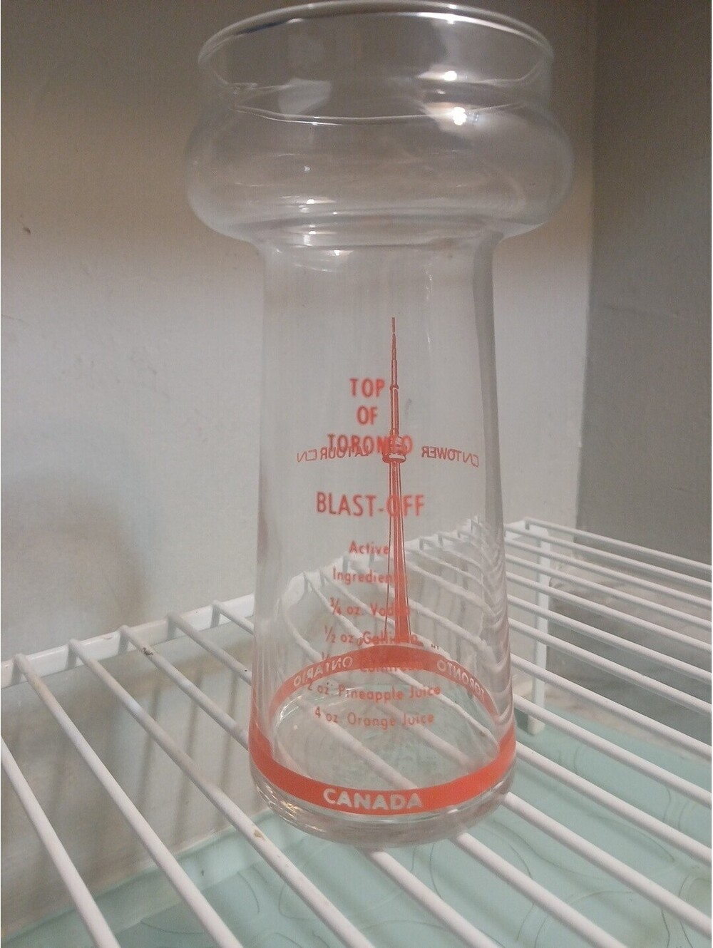 Vintage CN Tower Toronto Ontario Canada Blast Off Orange Drink Glass